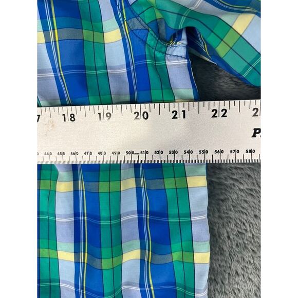 Men’s Koppen Large Blue Green Yellow Plaid Short-Sleeve Shirt – Excellent - Picture 7 of 9